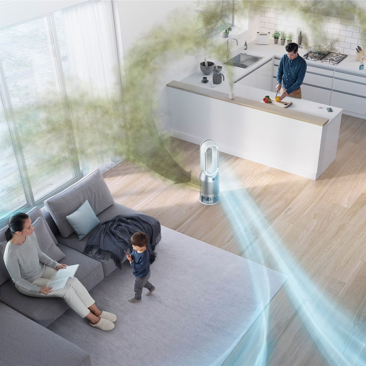 Dyson PH3A Purifier Humidify + Cool Autoreact Luftbefeuchter/Luftreiniger - Weiß/Silber