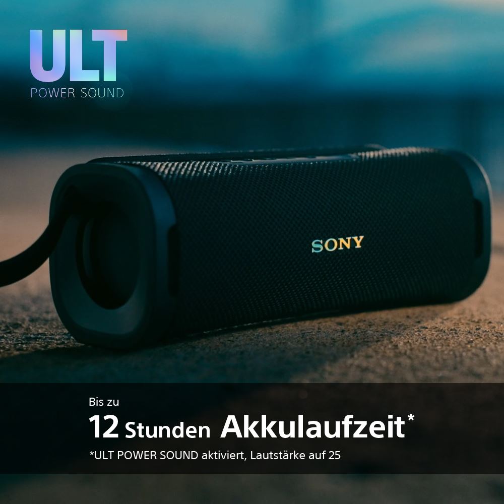 Sony ULT FIELD 1 - Kabelloser tragbarer Bluetooth-Lautsprecher mit ULT POWER SOUND, kraftvollem Bass, IP67, wasserdicht, staubdicht, schwarz