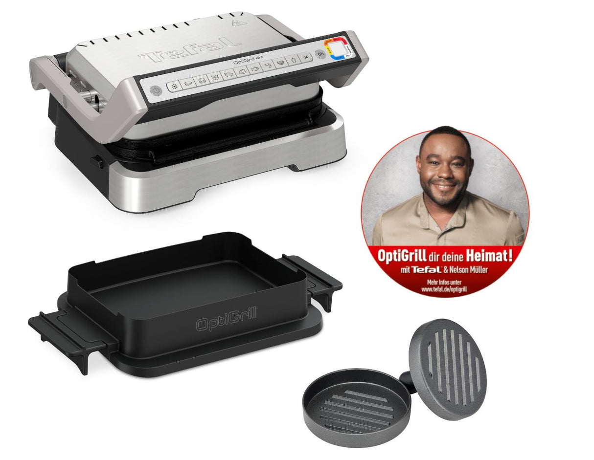 Tefal OptiGrill 4 in 1, silber (inkl. Backschale)