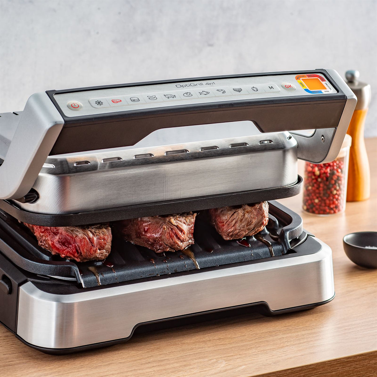 Tefal OptiGrill 4 in 1, silber (inkl. Backschale)
