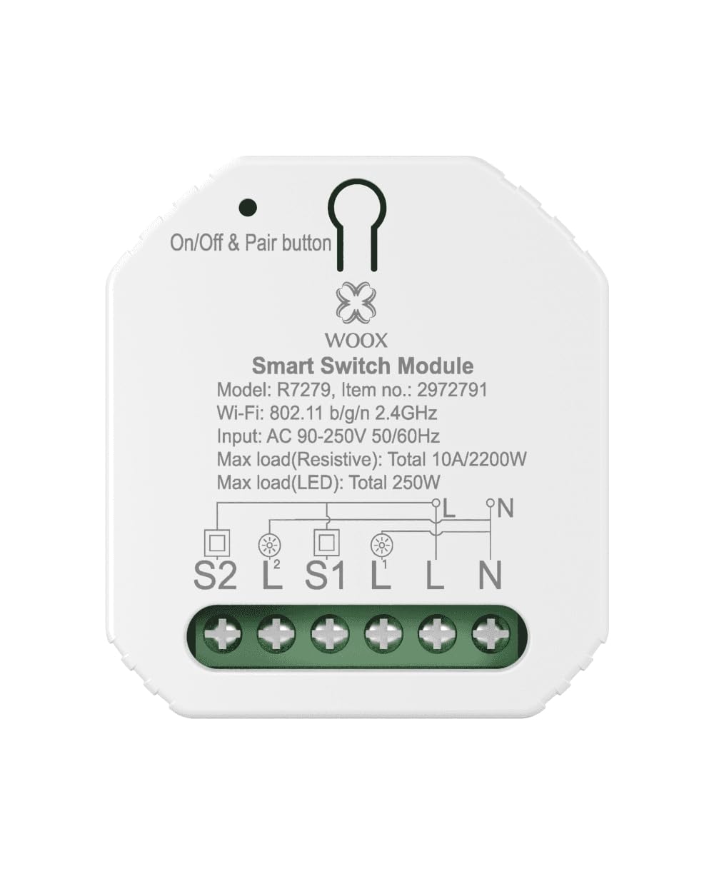 WOOX R7279 WiFi Smart Switch 2-Gang