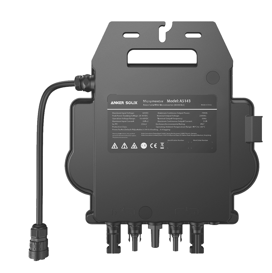 Anker SOLIX MI80 Mikro-Wechselrichter 800 W mit 5 m Schuko-Kabel