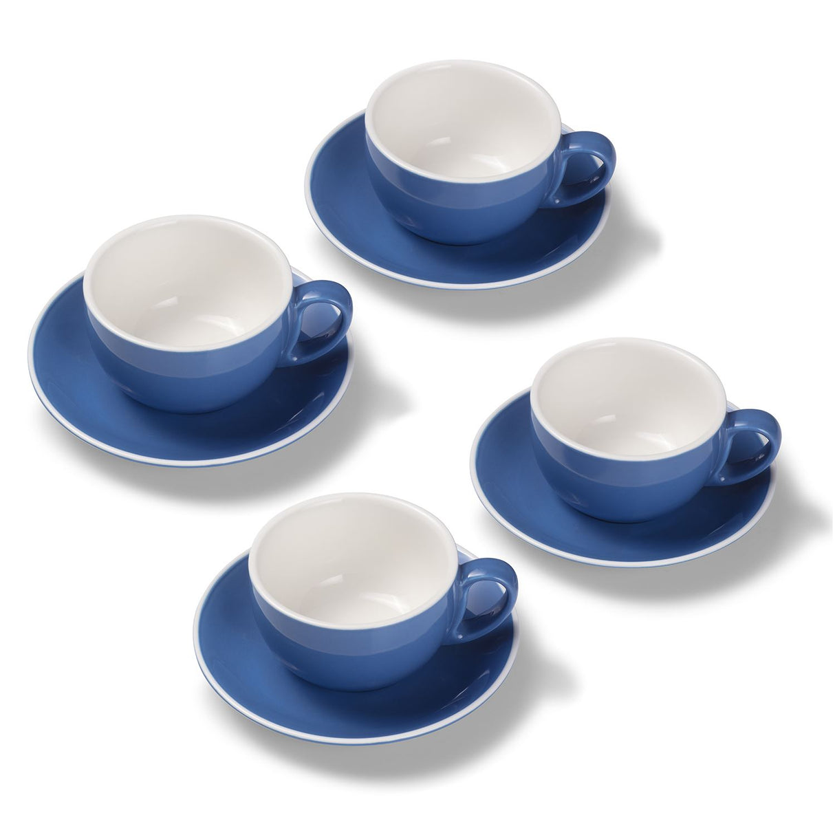 Terra Home 4er Milchkaffeetassen-Set, Blau glossy