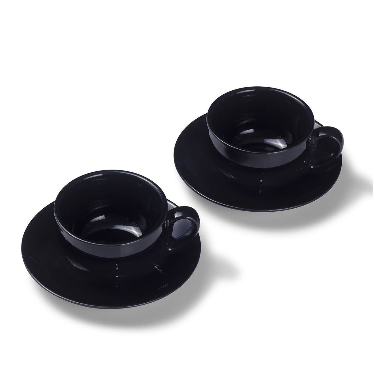 Terra Home 2er Milchkaffeetassen-Set, Schwarz glossy komplett