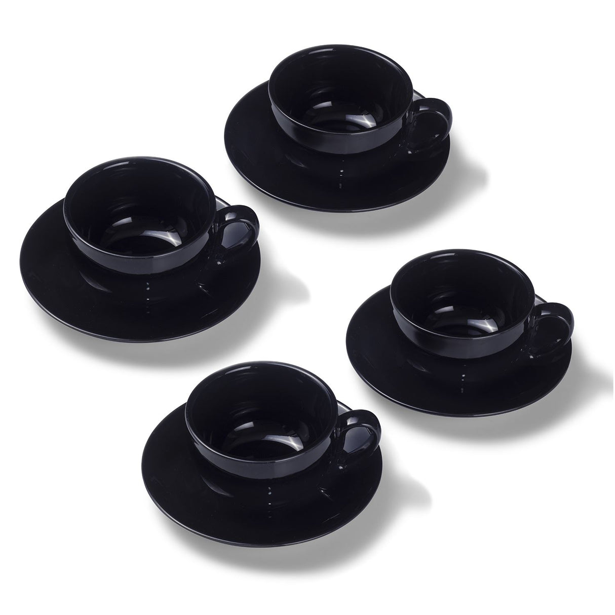 Terra Home 4er Milchkaffeetassen-Set, Schwarz glossy komplett