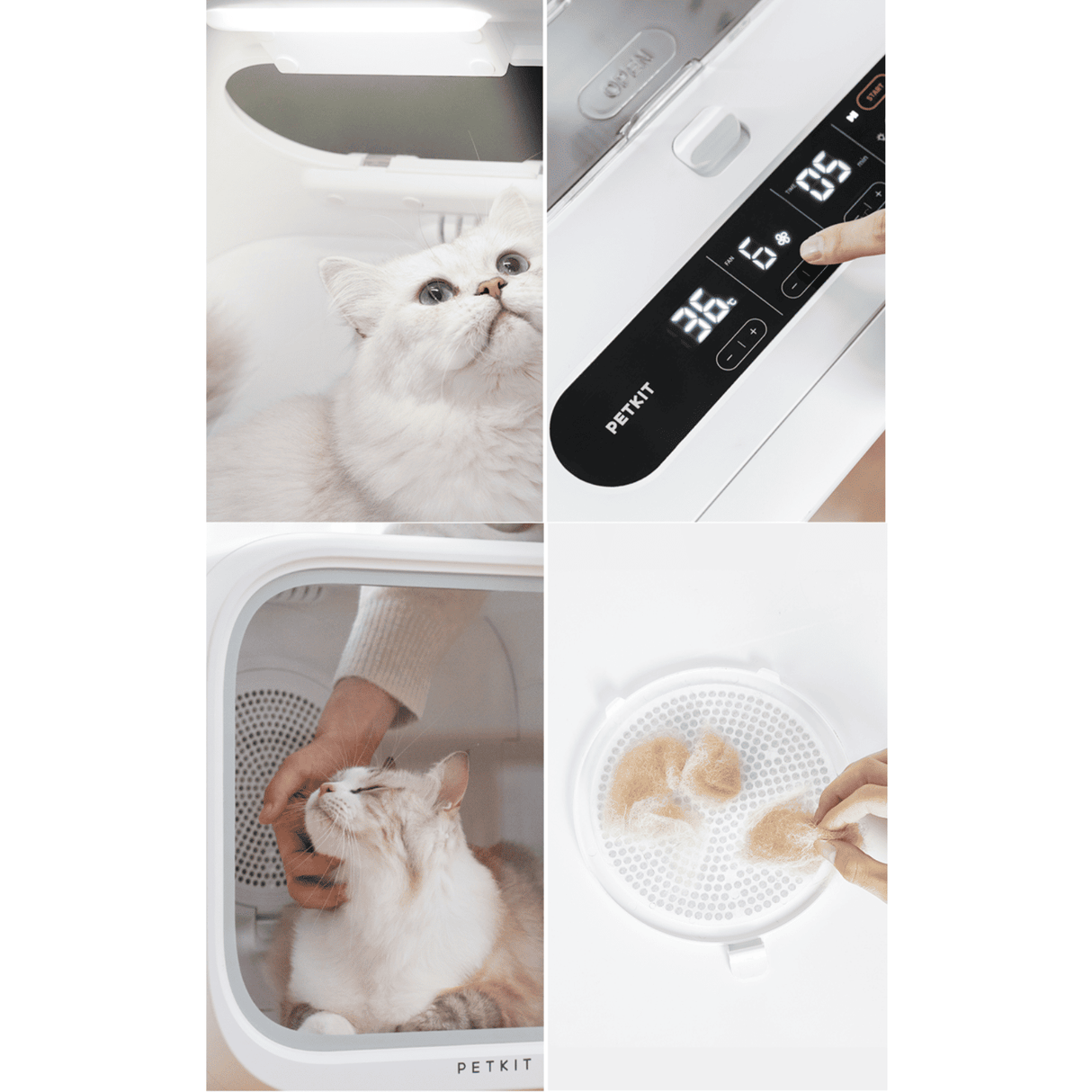 PETKIT AirSalon Max Hundetrockner Box 360 Grad leise Ionisierung App
