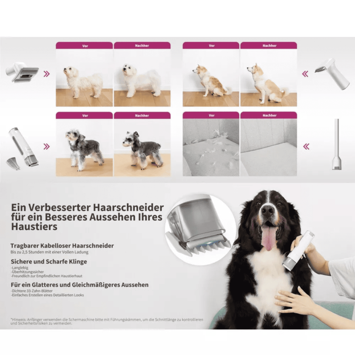 PETKIT Tierfell Staubsauger Set Fellpflege leise HEPA für Katzen Hunde