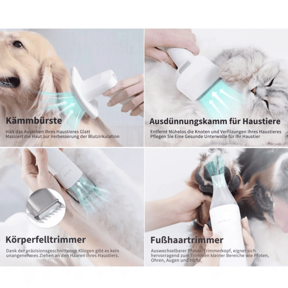PETKIT Tierfell Staubsauger Set Fellpflege leise HEPA für Katzen Hunde