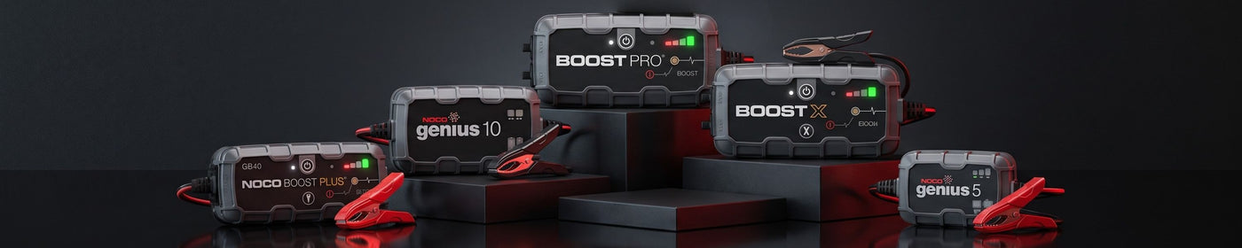 NOCO Starthilfegeräte und Batterieladegeräte mit BOOST PRO, BOOST X, BOOST Plus, Genius 10 und Genius 5