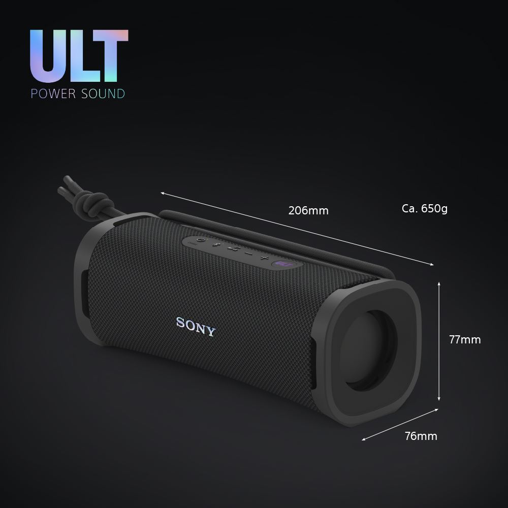 Sony ULT FIELD 1 - Kabelloser tragbarer Bluetooth-Lautsprecher mit ULT POWER SOUND, kraftvollem Bass, IP67, wasserdicht, staubdicht, schwarz