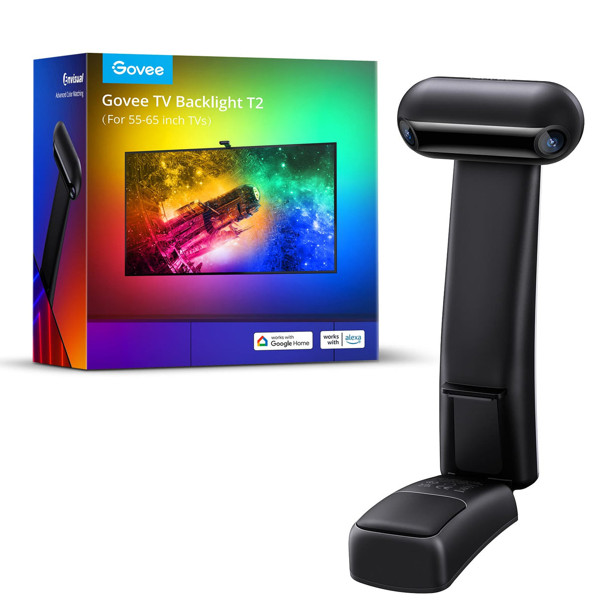 Govee Envisual TV-Hintergrundbeleuchtung T2 RGBIC-Lichter mit Dual-Kamera für 55-65 Zoll Fernseher