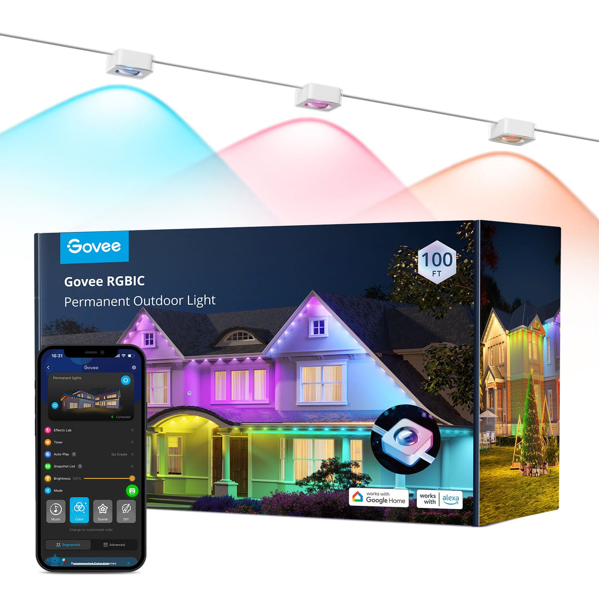 Govee Permanente Außenbeleuchtung 30 Meter RGB-Lichtstreifen für den ganzjährigen Einsatz