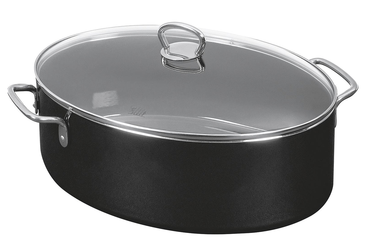 SILIT Bräter Professional oval 8,1 l 36,5x25,5x20cm Silargan schwarz mit Deckel