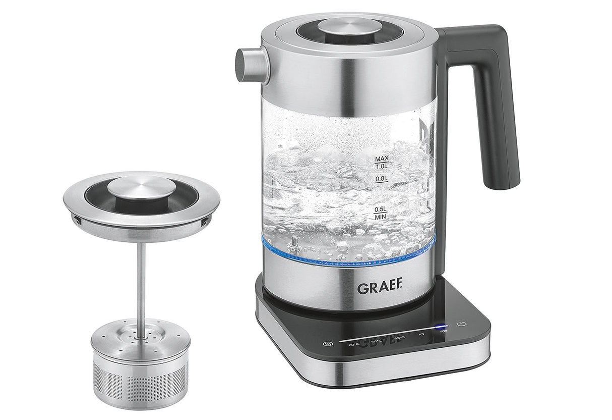 GRAEF Wasserkocher WK 350 EU 1l 2200Watt mit Teesieb Glas