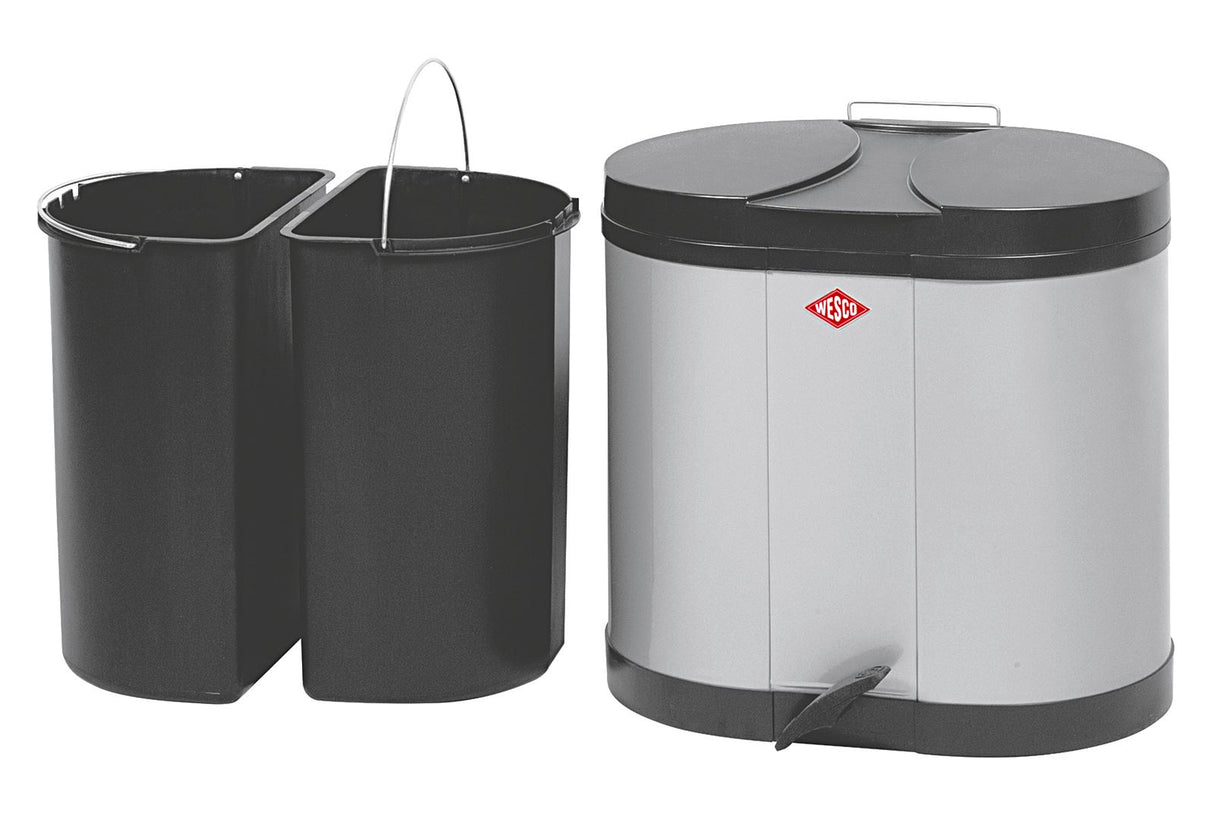 WESCO Abfallbehälter Ökosammler 2x15ltr. 43x36x45cm silber