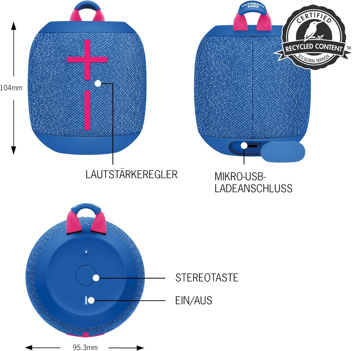 Logitech UE WONDERBOOM 3 Bluetooth Lautsprecher Performance Blue