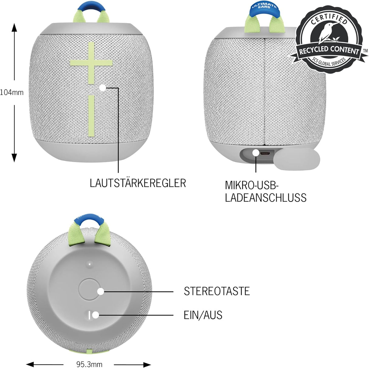 Logitech UE WONDERBOOM 3 Bluetooth Lautsprecher grau