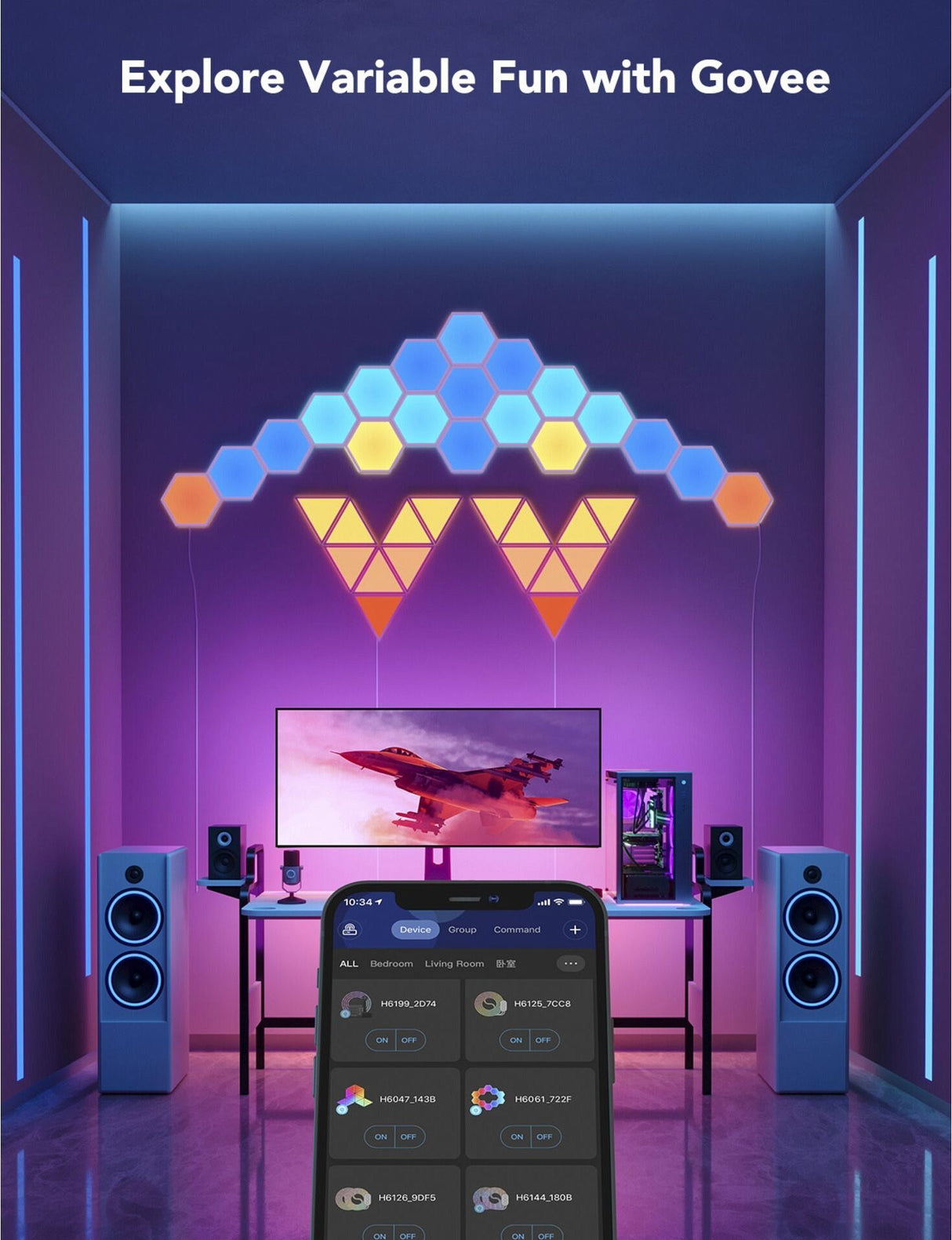 Govee Glide Hexa Light Panels Erweiterung (2 Panels) inkl. Verbindungskabel