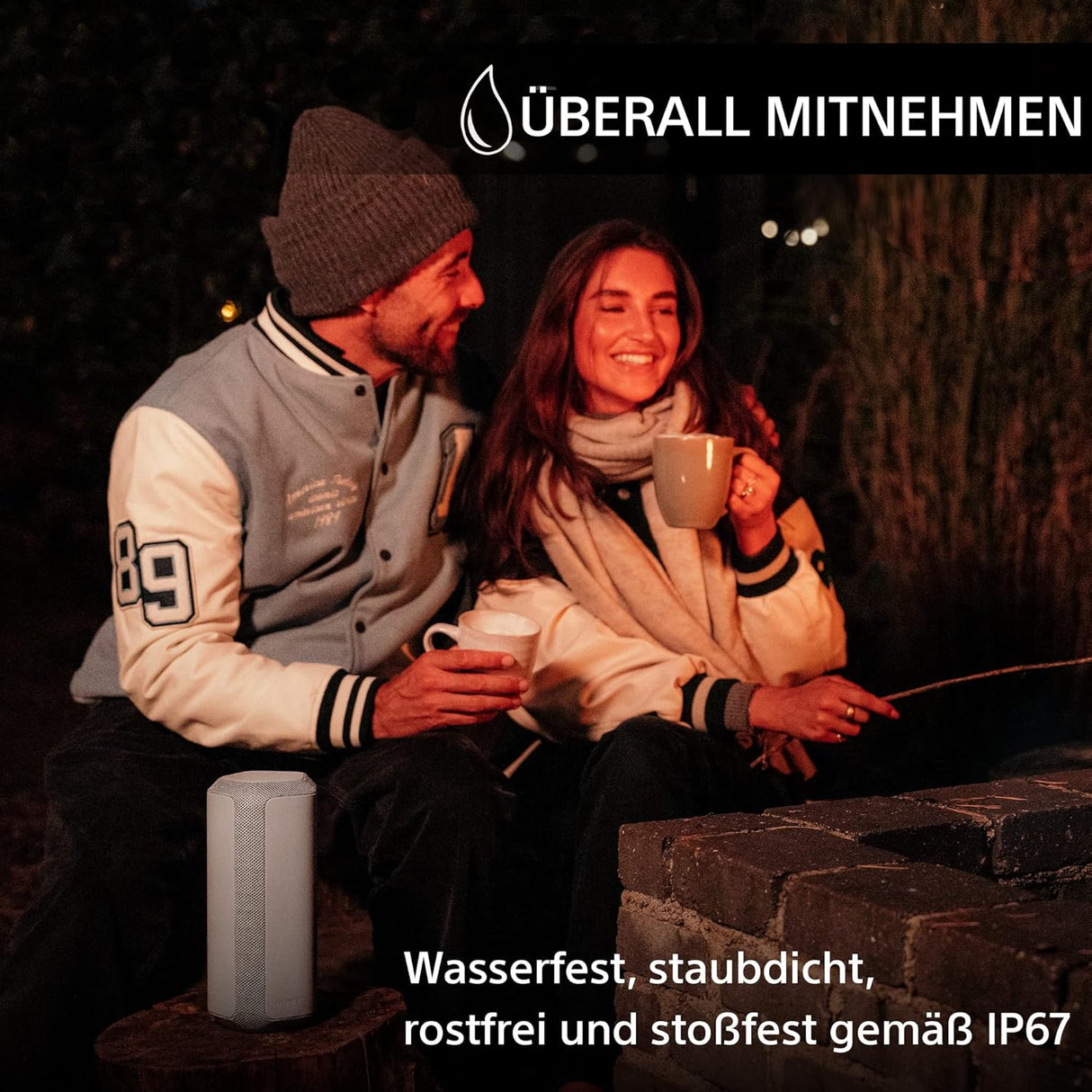 Sony SRS-XE300 - Tragbarer kabelloser Bluetooth-Lautsprecher mit breitem Klangbild - wasserdicht, stoßfest, hellgrau