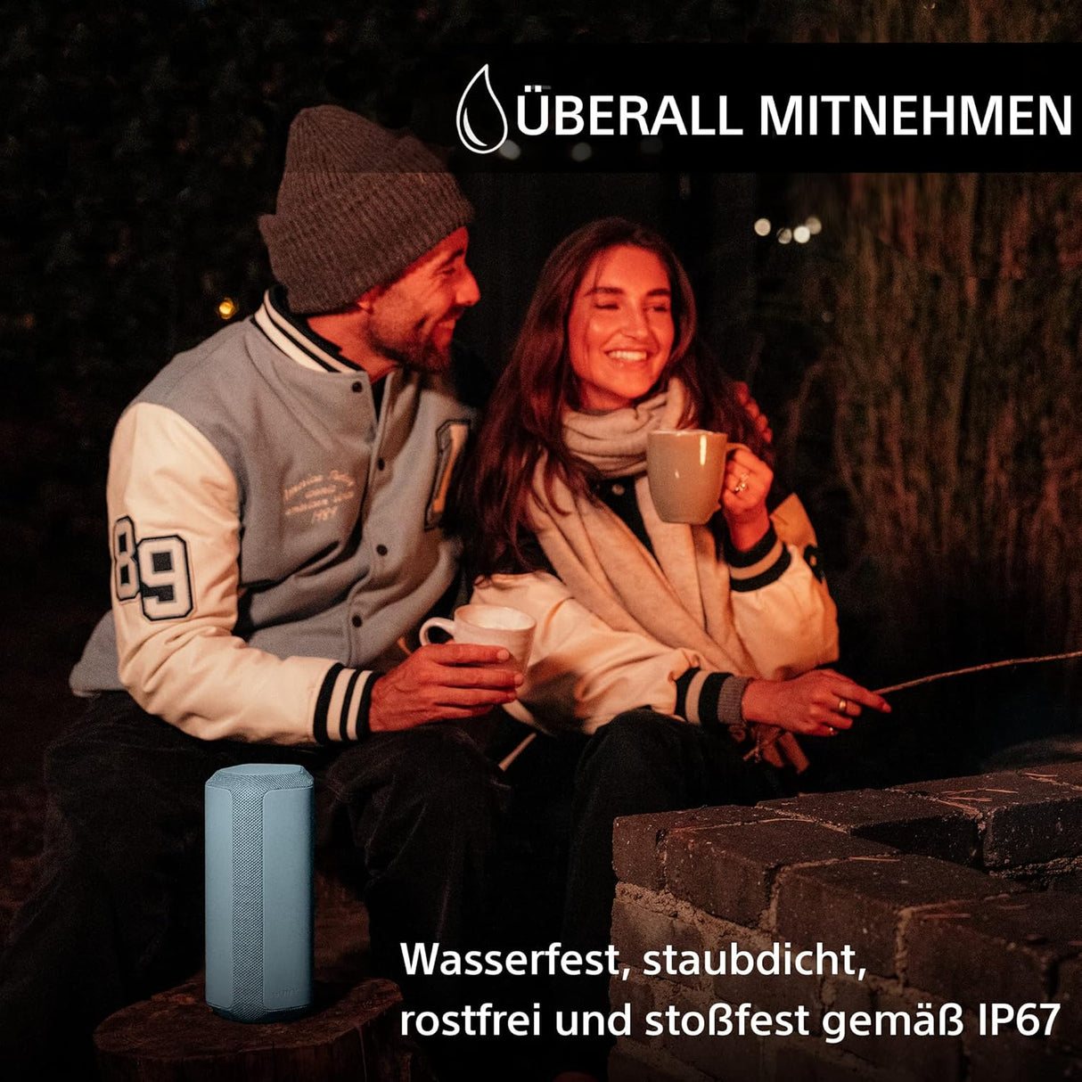 Sony SRS-XE300 - Tragbarer kabelloser Bluetooth-Lautsprecher mit breitem Klangbild - wasserdicht, stoßfest,, blau