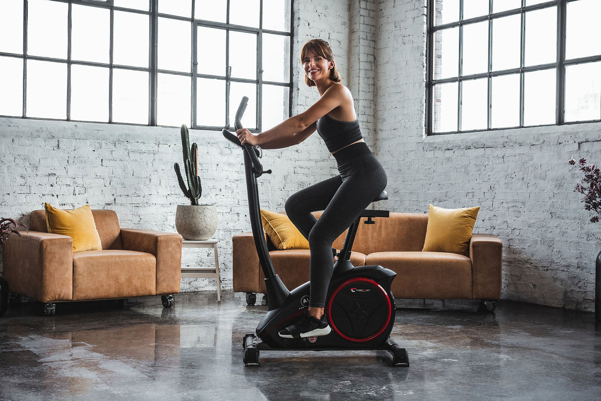 Christopeit Heimtrainer Ergometer AL 2 Black Edition, Computer beleuchtet