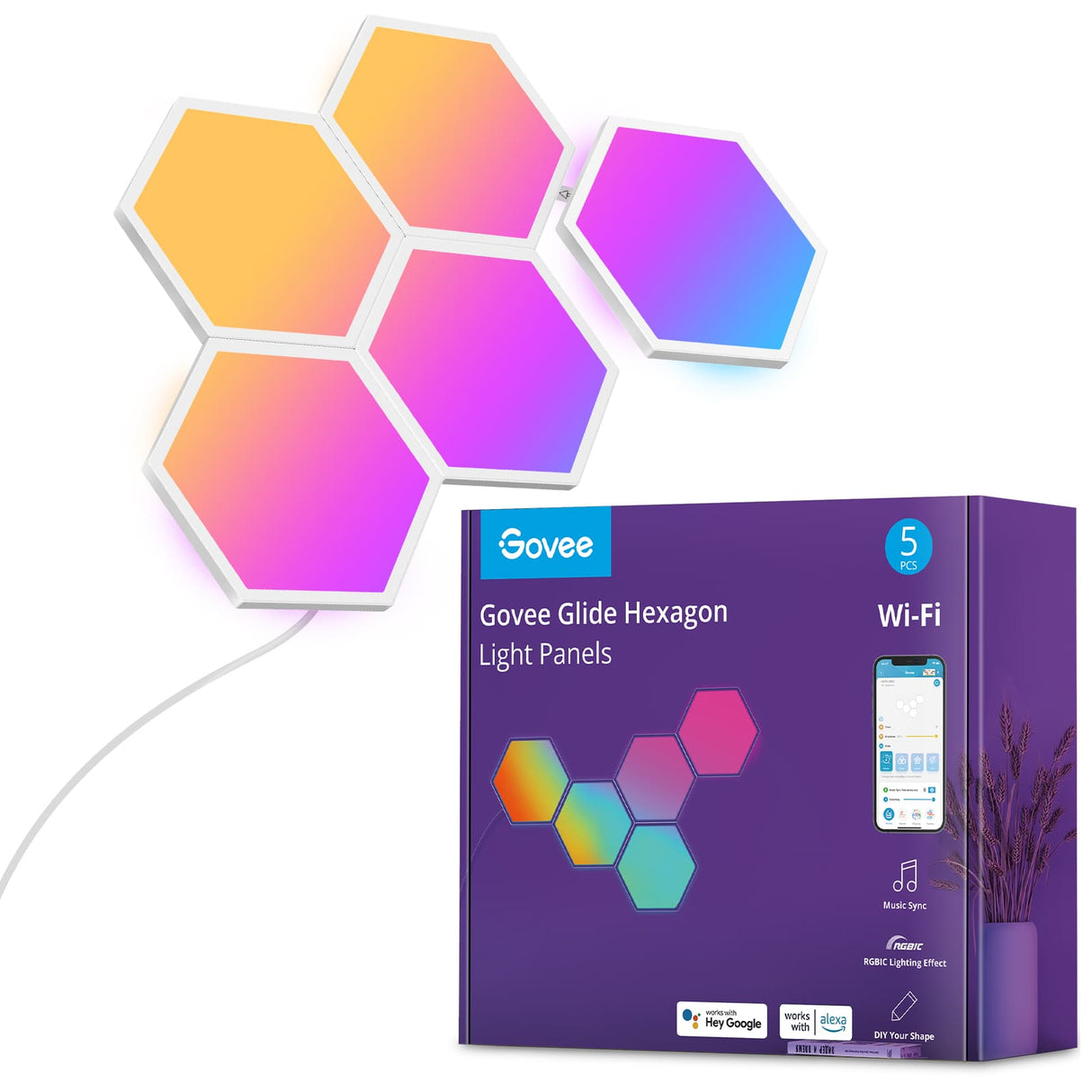Govee Glide Hexa Light Panels (5 Stück) – Smarte Wandpaneele