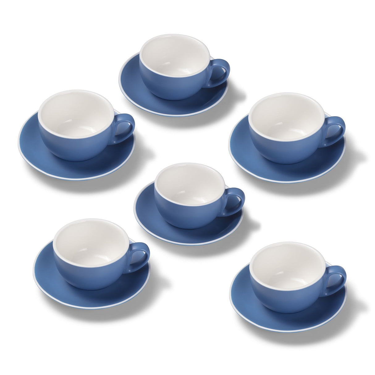 Terra Home 6er Milchkaffeetassen-Set, Blau matt
