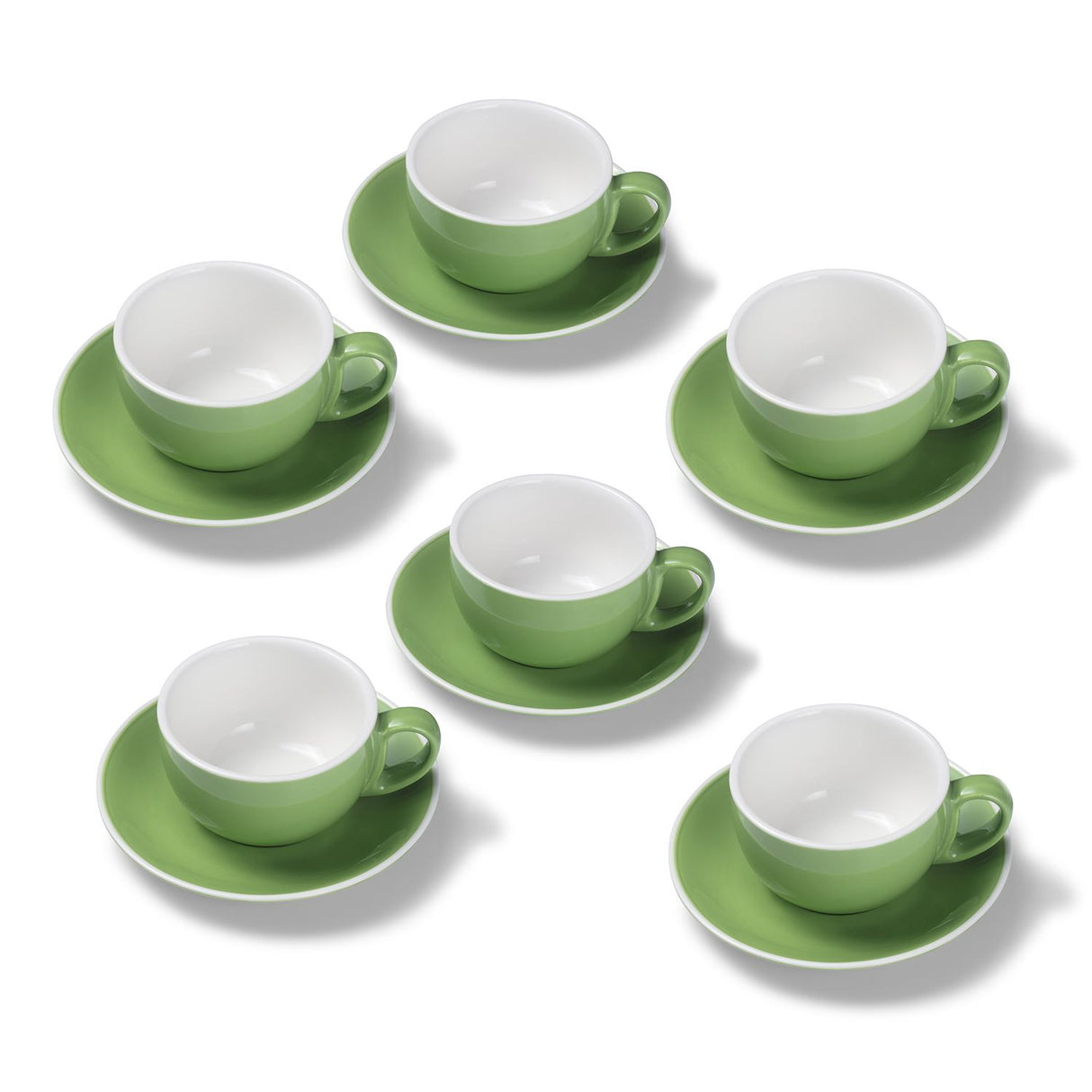 Terra Home 6er Milchkaffeetassen-Set, Grün glossy