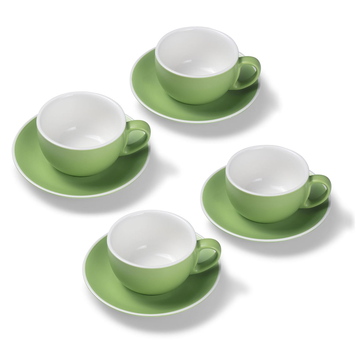 Terra Home 4er Milchkaffeetassen-Set, Grün matt