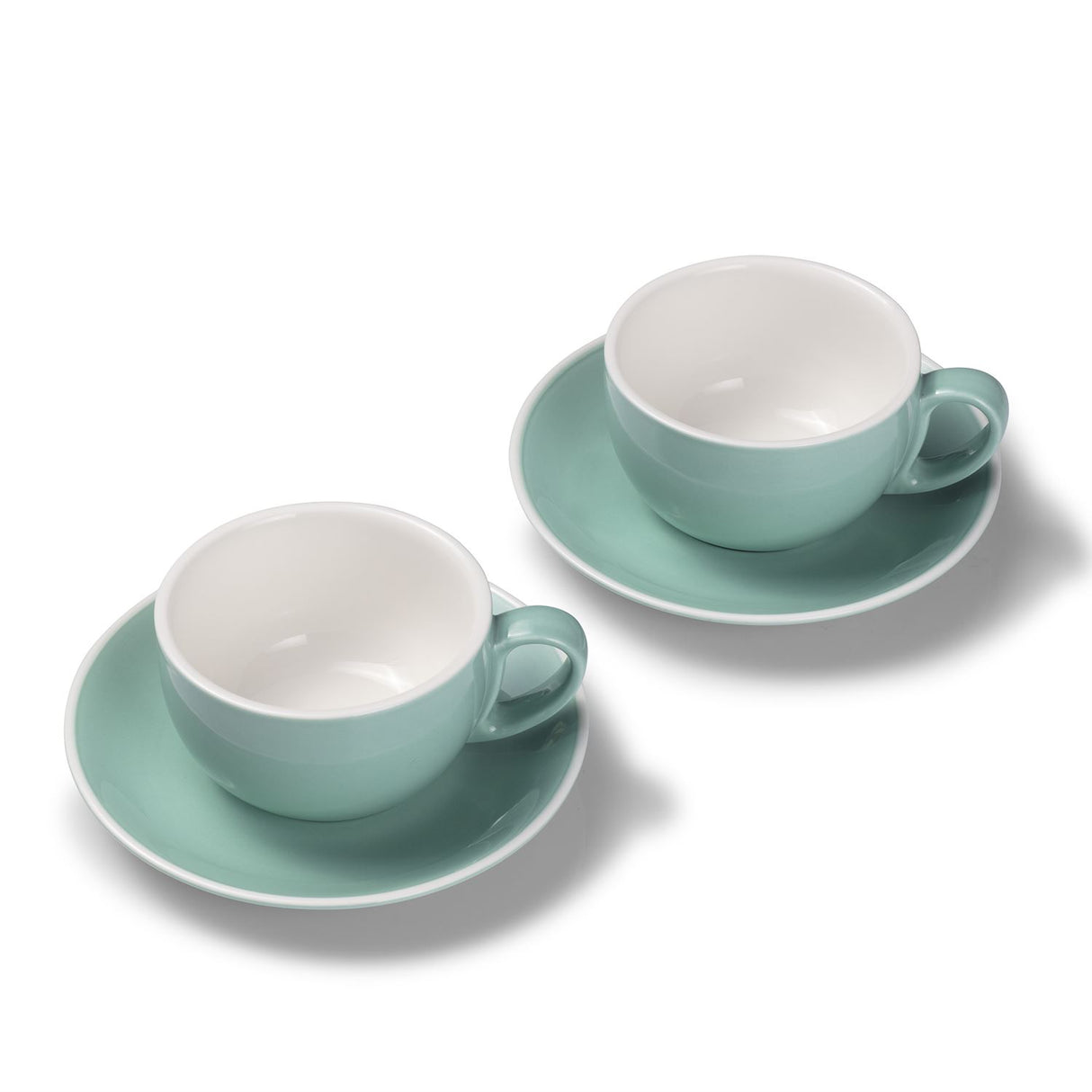 Terra Home 2er Milchkaffeetassen-Set, Türkis glossy