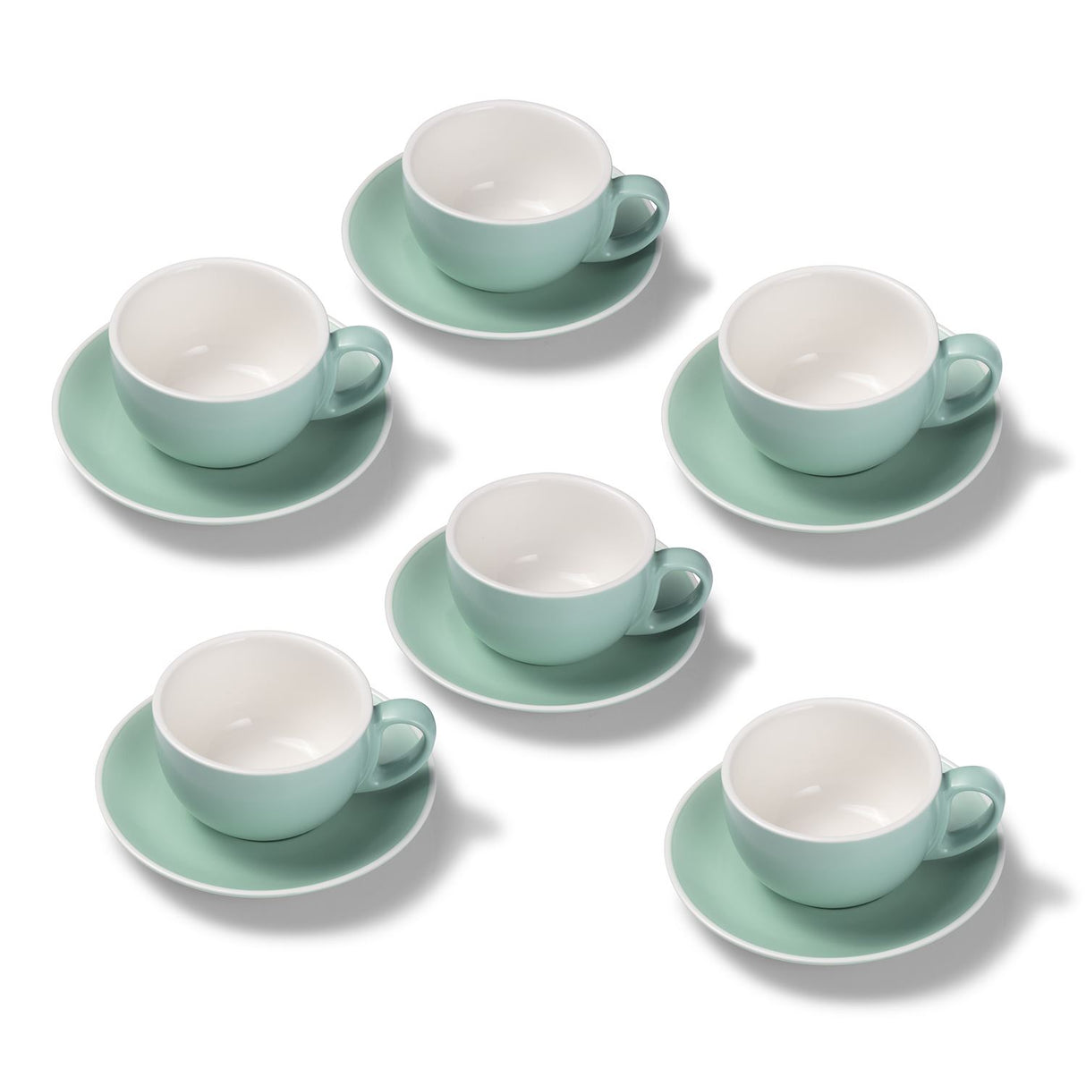 Terra Home 6er Milchkaffeetassen-Set, Türkis matt