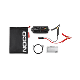 NOCO BOOST Sport GB20 Lieferumfang mit 12V Starthilfe, Batterieklemmen, Aufbewahrungstasche, USB-Kabel und Anleitung