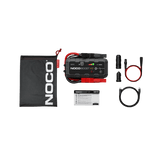 NOCO BOOST HD GB70 Lieferumfang mit Starthilfe, Aufbewahrungstasche, Anschlusskabeln, Adaptern und Anleitung
