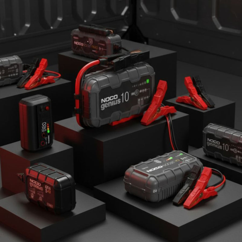 NOCO Batterieladegeräte und Starthilfegeräte der Genius- und BOOST-Serie in einer Produktübersicht