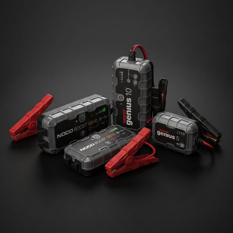 NOCO Starthilfegeräte und Batterieladegeräte mit BOOST GB40, Genius 10, Genius 5 und Starthilfeklemmen