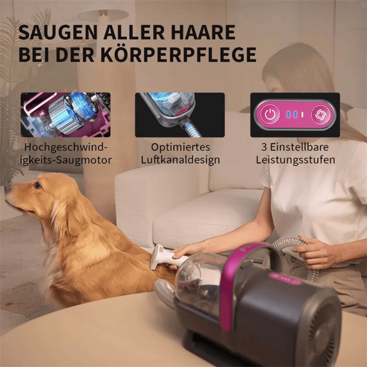 PETKIT Tierfell Staubsauger Set Fellpflege leise HEPA für Katzen Hunde