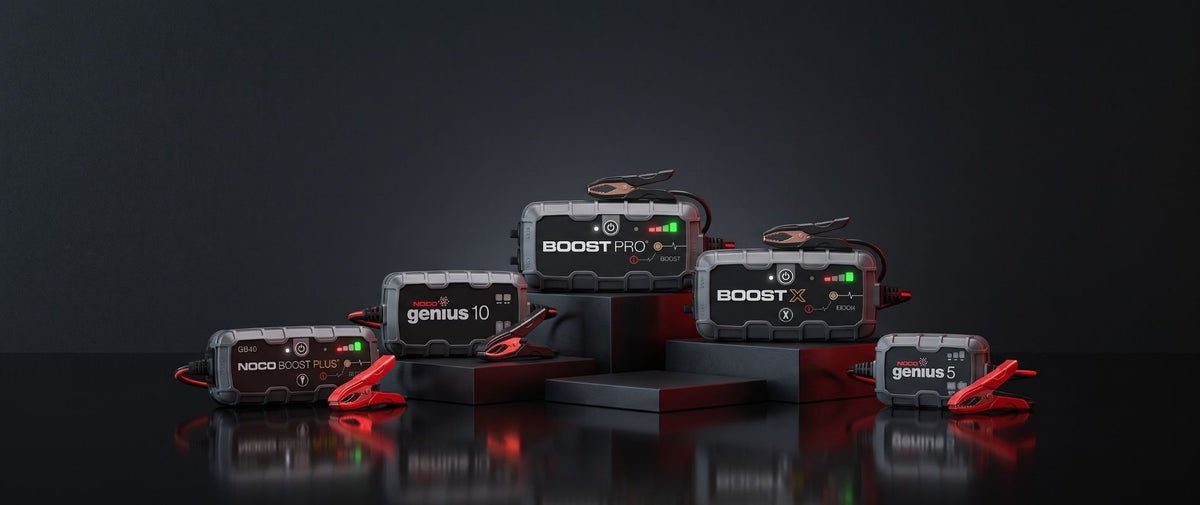 NOCO Starthilfegeräte und Batterieladegeräte mit BOOST PRO, BOOST X, BOOST Plus GB40, Genius 10 und Genius 5